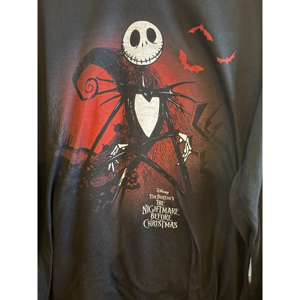 Disney Retro Night Before Christmas Men's Large Black Long Graphic T Shirt‎